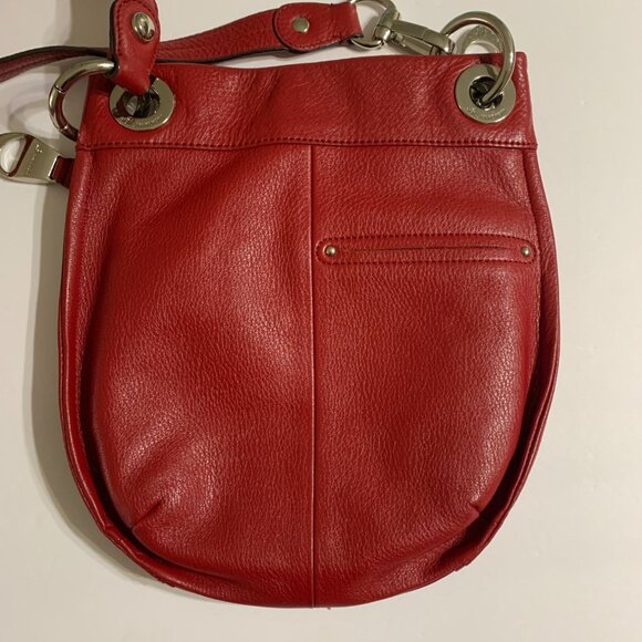 B. Makowsky Red Soft Pebble Leather Crossbody Bag - Picture 5 of 16